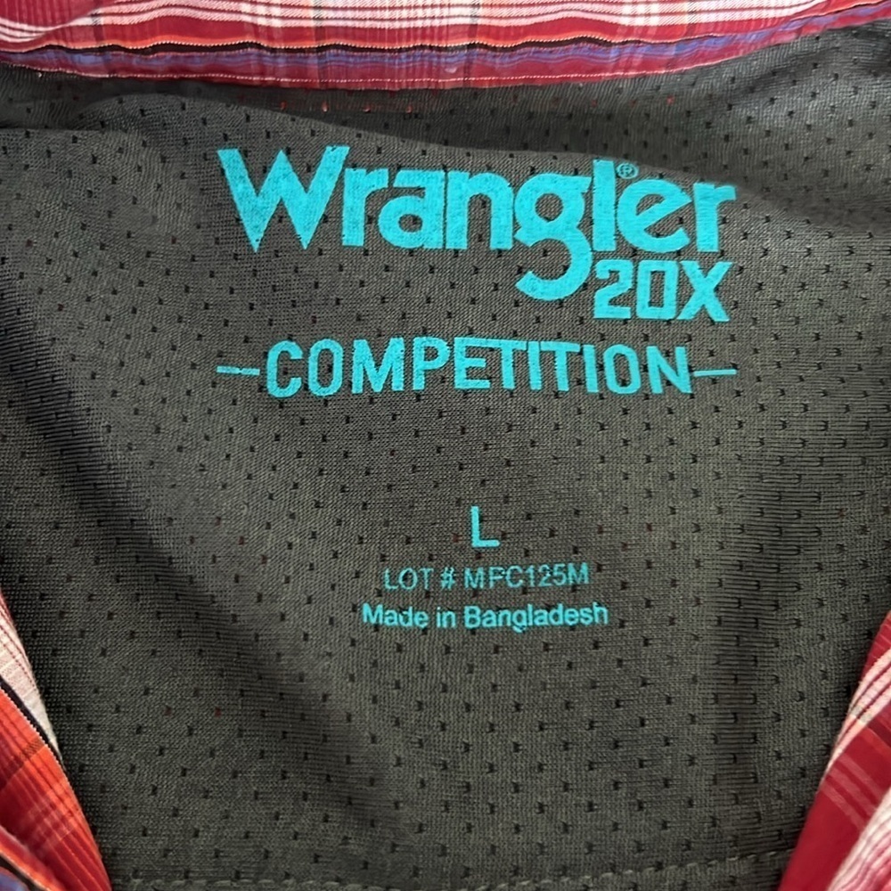 Wrangler 20X Men’s Plaid Button Down Red Shirt Size Large - Picture 9 of 12